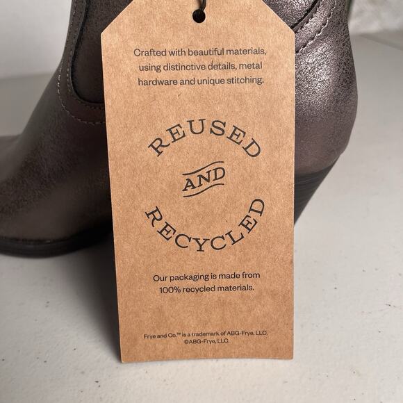 Frye and Co Daxx Stacked Heel Cowboy Boots Platinum Western Shoes Women's 6.5 - Picture 11 of 14